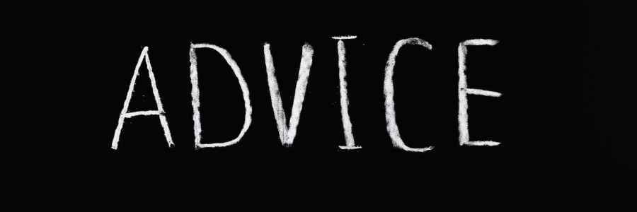 The word "Advice" in white lettering on a black background