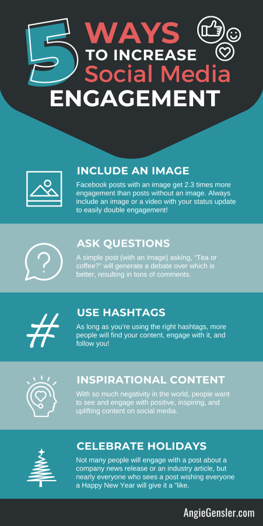 Infographic outlining ways to increase social media engagement