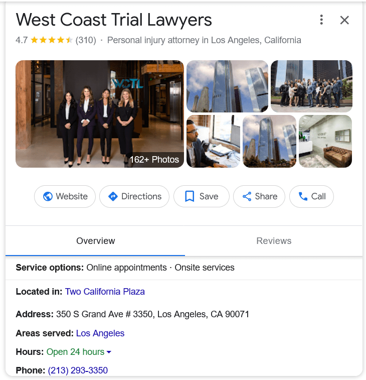 Screenshot of Google Business Profile